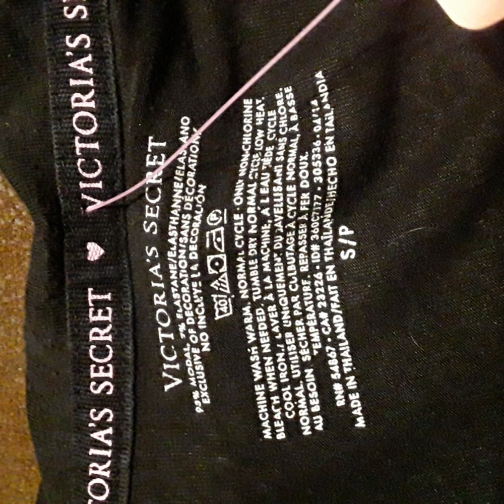 Victoria's Secret Small Black With Pink Trim Long Sleeve Button down Nightshirt - Picture 10 of 12